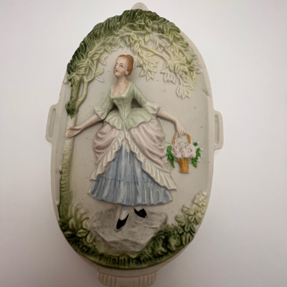 **SOLD OoS** Vintage bisque porcelain plaque French girl
